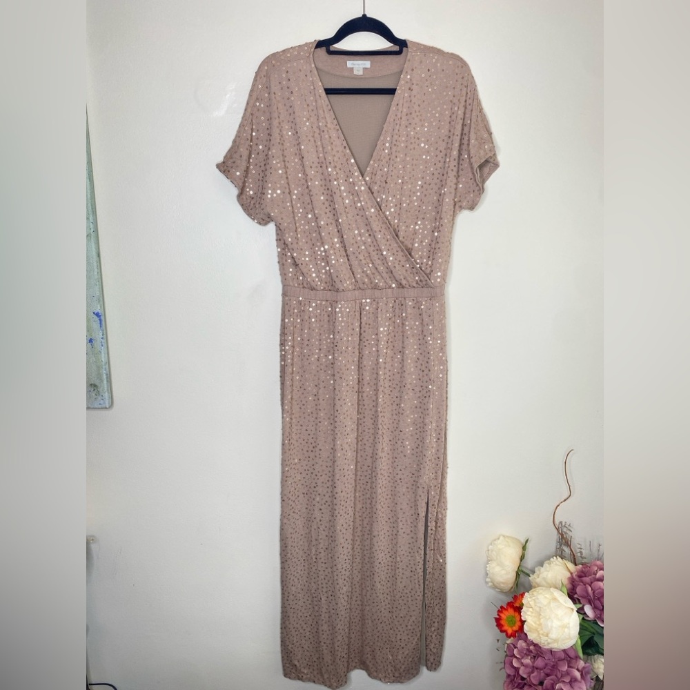 Garnet Hill Exclusive Sequined Jersey Maxi Dress large formal evening knit - Picture 2 of 8